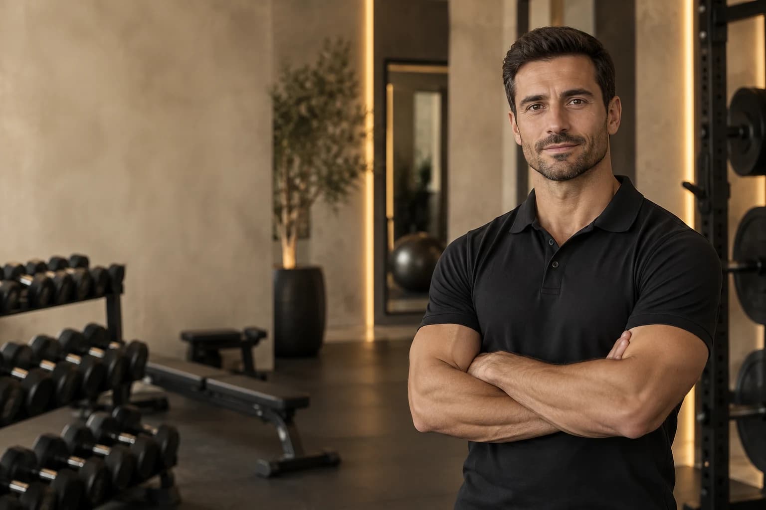 Ritratto illustrativo di un personal trainer in uno studio privato